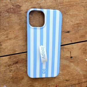 Loopy Case Blue and White Striped iPhone Case with Loop Strap